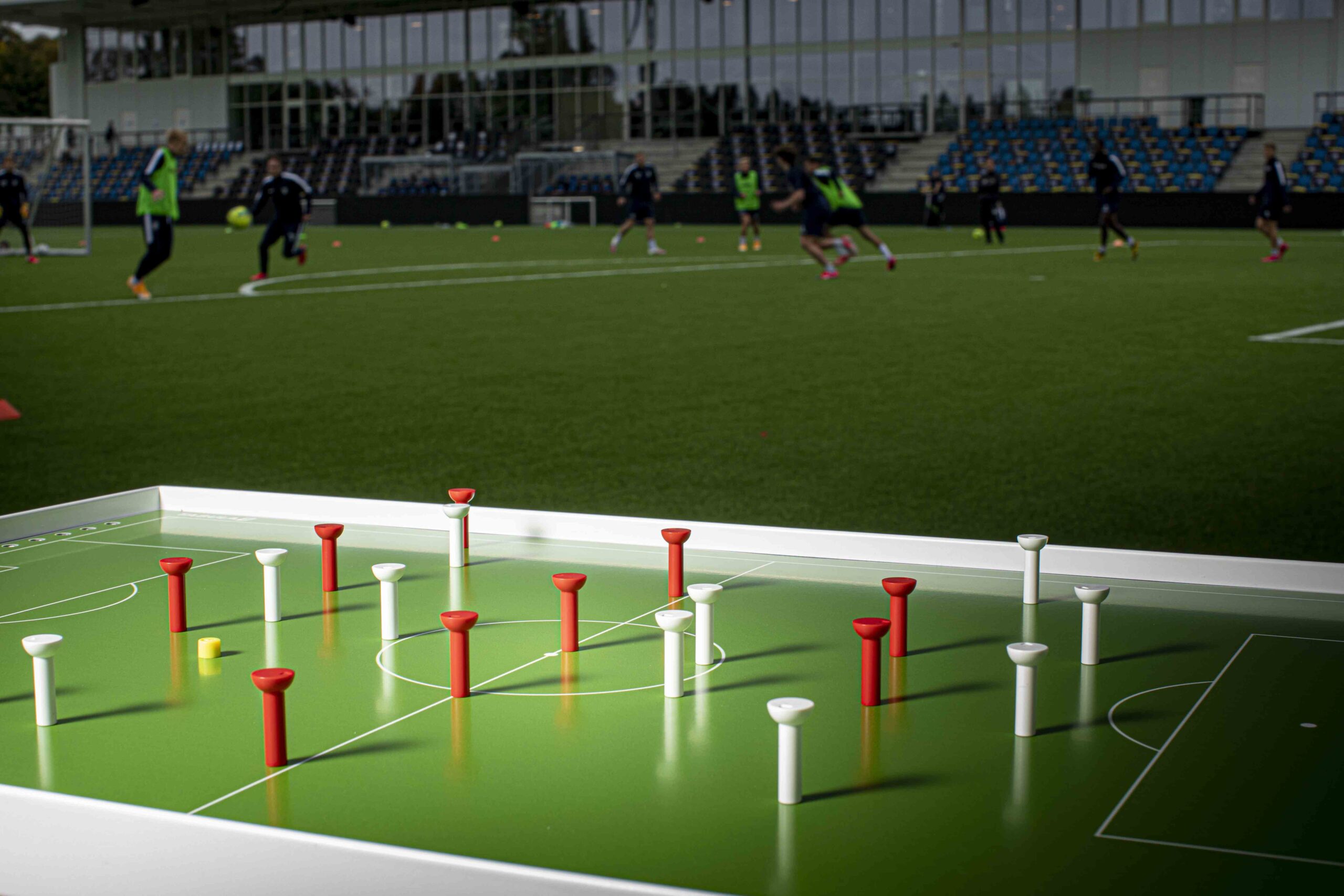 Tabula1 pitchside with players warming up